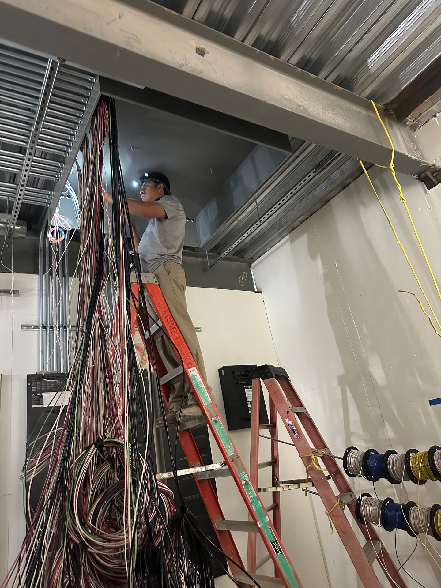 Electrician Working on Commercial Wiring
