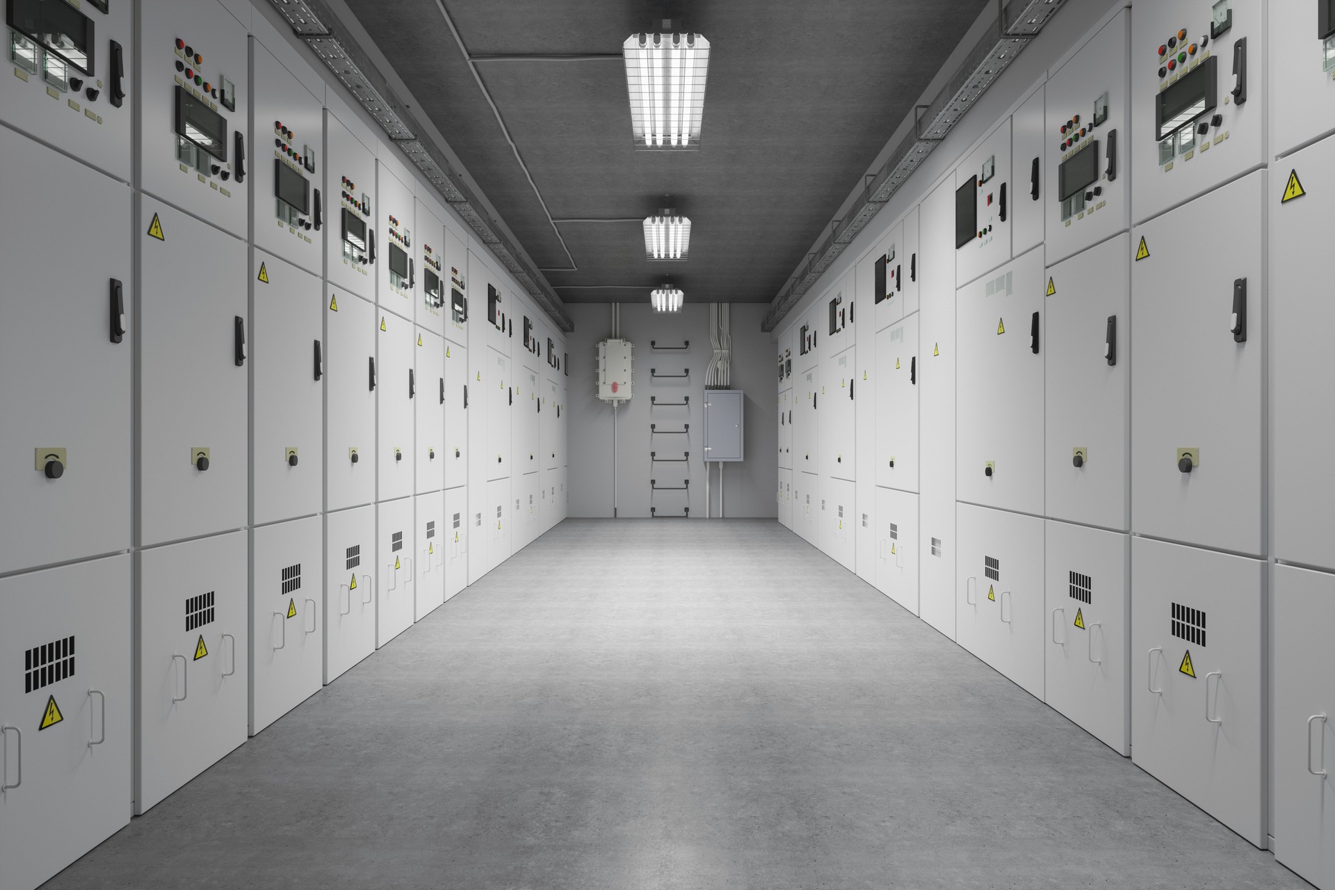 Industrial Power Distribution Panel In Electrical Substation